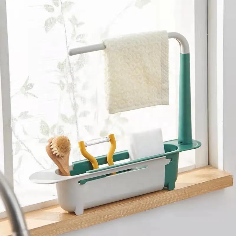 Plastic Long Sink Shelf | Expandable Kitchen Drying Basket Rack