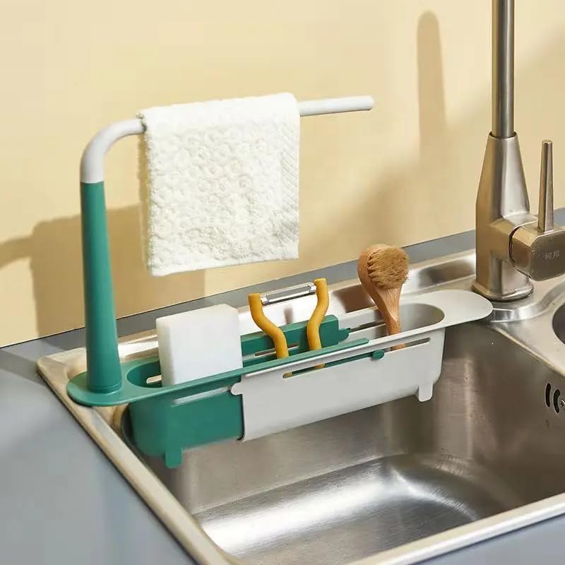 Plastic Long Sink Shelf | Expandable Kitchen Drying Basket Rack
