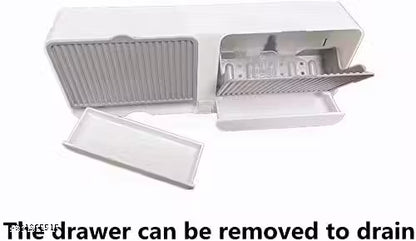 Wall-Mounted Soap Box with Cover | Double Grid No-Drilling Adhesive Soap Holder (2 pcs)